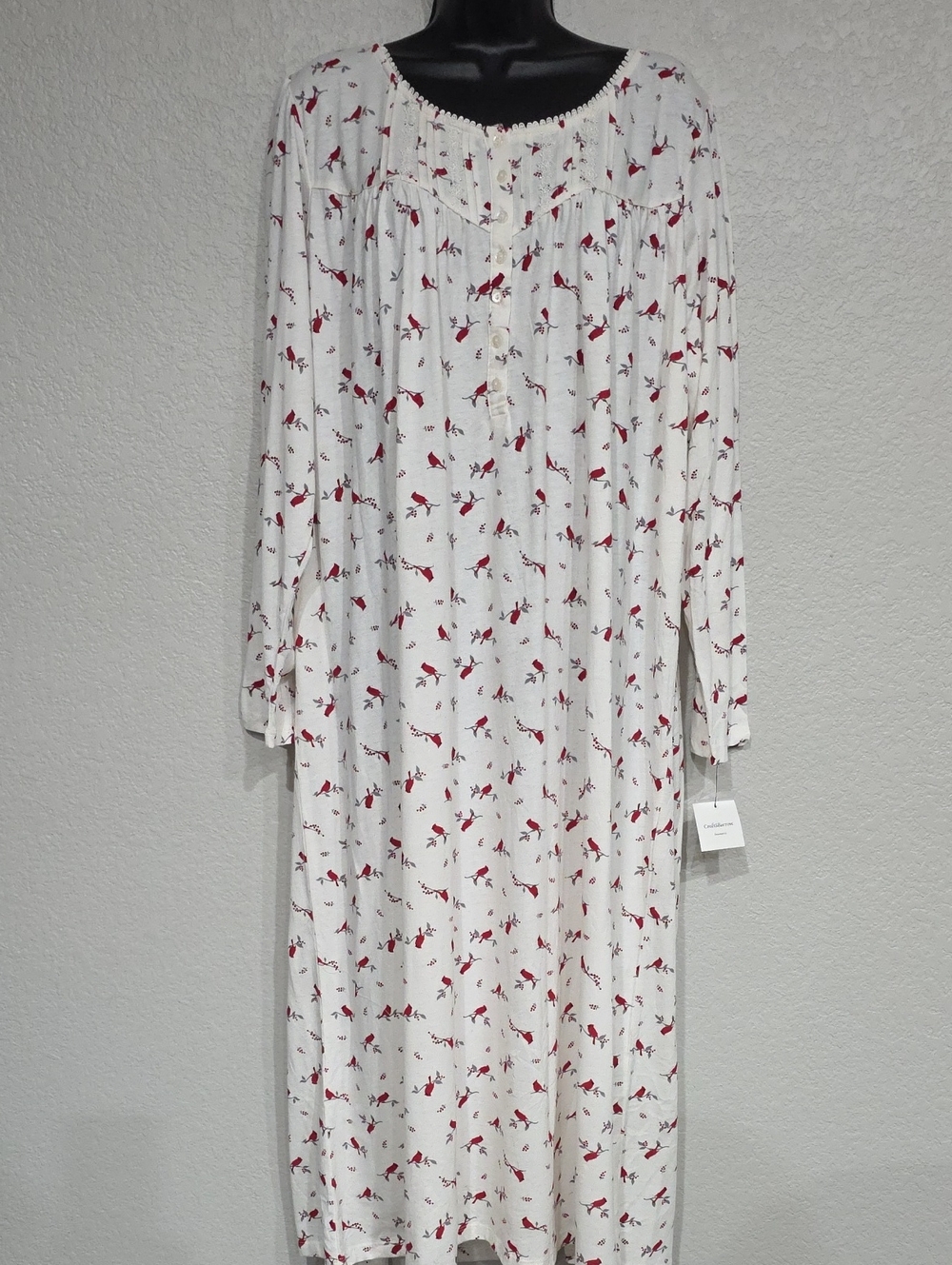 Croft & Barrow | NWT Women's White Red Cardinals Lace Loungewear Nightgown Sz 1X